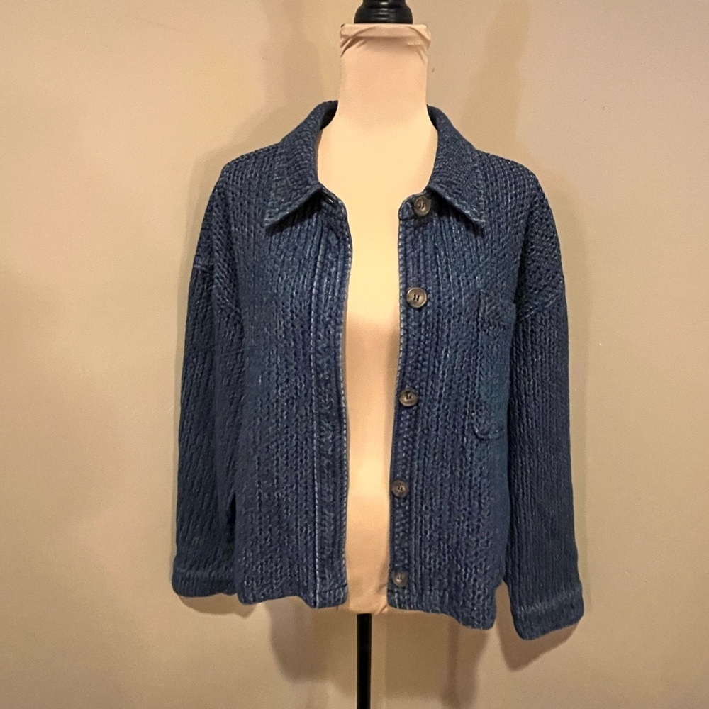 Bagatelle Cropped Blue Woven (Denim-look) Jacket, size XL
